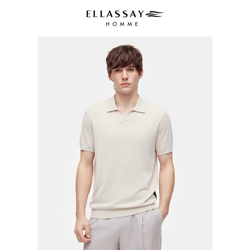 ELLASSAY歌力思男装26春夏绢丝亚麻海鸥领短袖Polo衫EME372M02700