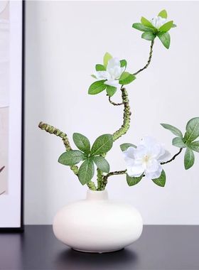 禅意桌面摆设陶瓷花瓶仿真杜鹃花