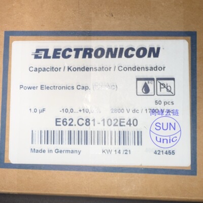 薄膜电容E62.C81-102E40 MKP 1μF2800VDC 1700VAC ELECTRONICON