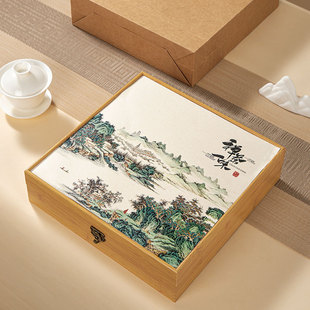 竹子普洱茶饼礼盒福鼎白茶饼收纳盒357克茶饼礼盒空盒饼茶包装盒