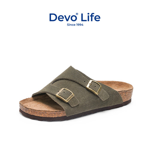 Devo Life软木拖鞋情侣款一字拖休闲外穿拖鞋男女同款凉拖鞋 2683