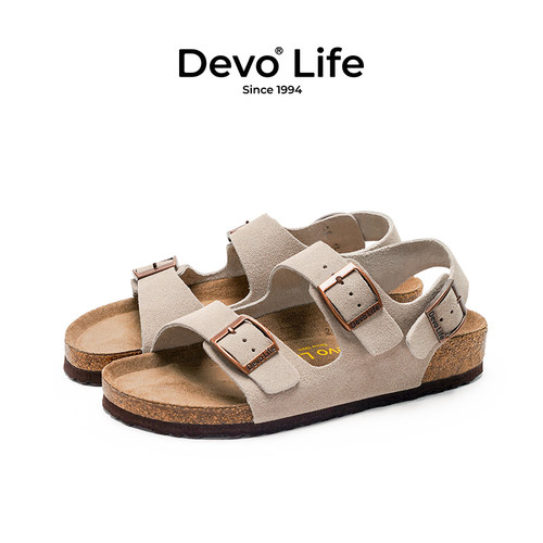 Devo Life时尚拖鞋百搭软木凉鞋男女同款夏季情侣休闲凉拖鞋 2627