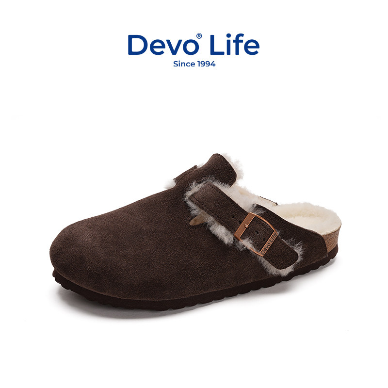 Devo Life软木拖鞋包头半包半拖套脚外穿冬季加绒加毛拖鞋57024使用感如何?