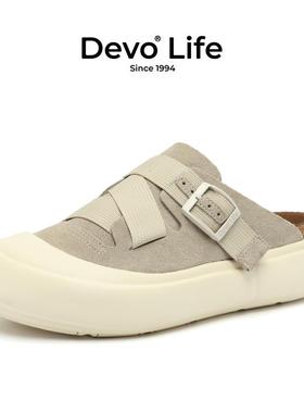 Devo/的沃软木拖鞋包头女休闲博肯半包增高厚底半包2025新款24088