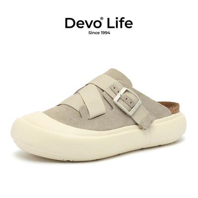 Devo/的沃软木拖鞋包头女休闲博肯半包增高厚底半包2025新款24088