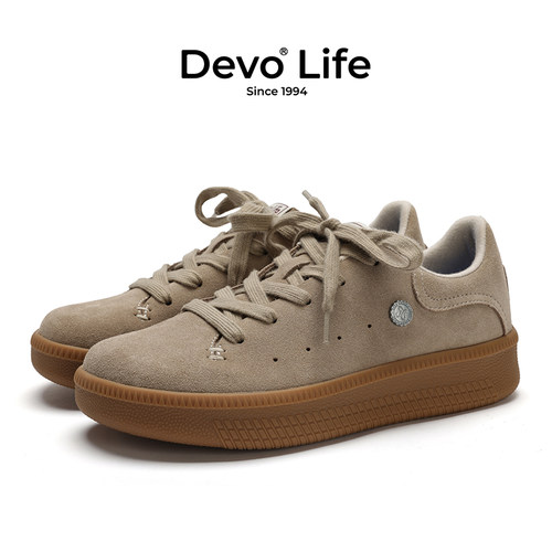 Devo/的沃女款复古软木板鞋