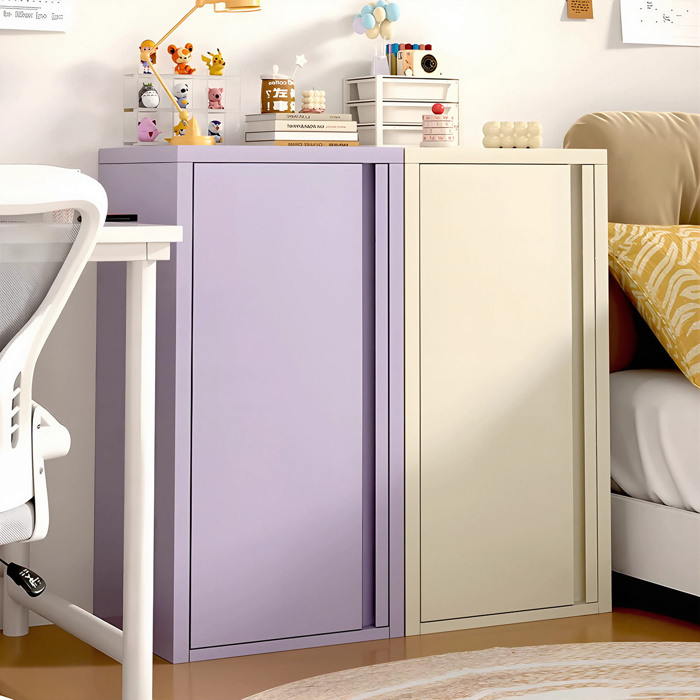 家用卧室婴幼儿衣柜收纳柜铁艺多巴胺床头柜储物柜靠墙一体零食柜,收纳整理,收纳柜,淘宝优惠券,粉丝福利购,淘宝优惠卷