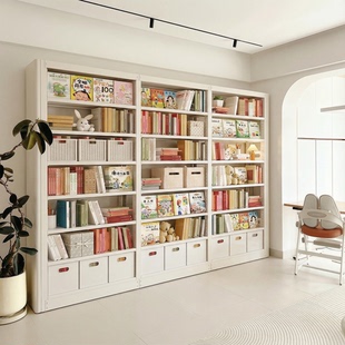 书架儿童绘本架飘窗落地置物架客厅一体靠墙图书馆铁艺展示架钢制