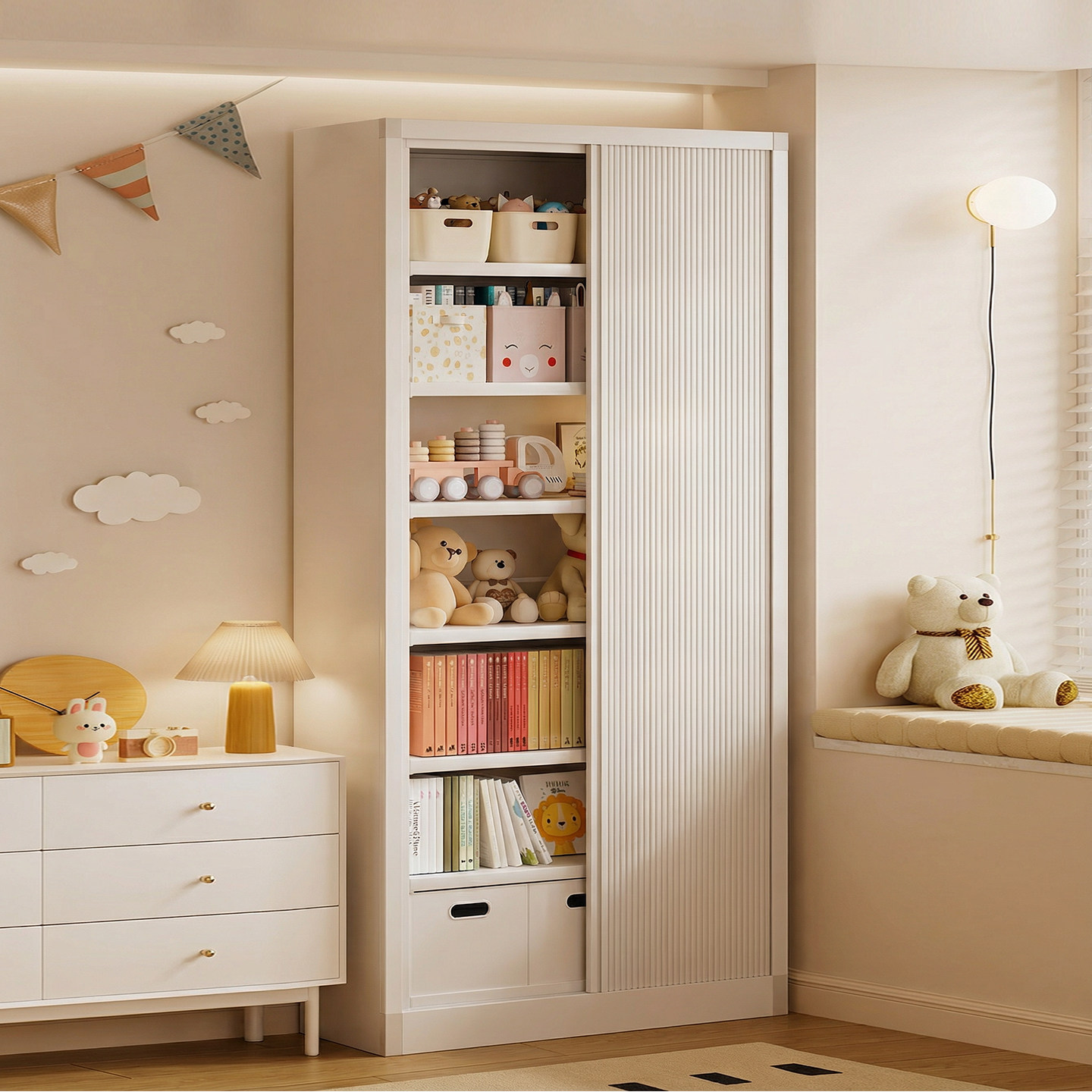 图书馆钢制书架推拉门家用客厅靠墙儿童防尘绘本架落地多层置物架,住宅家具,书架,淘宝优惠券,粉丝福利购,淘宝优惠卷