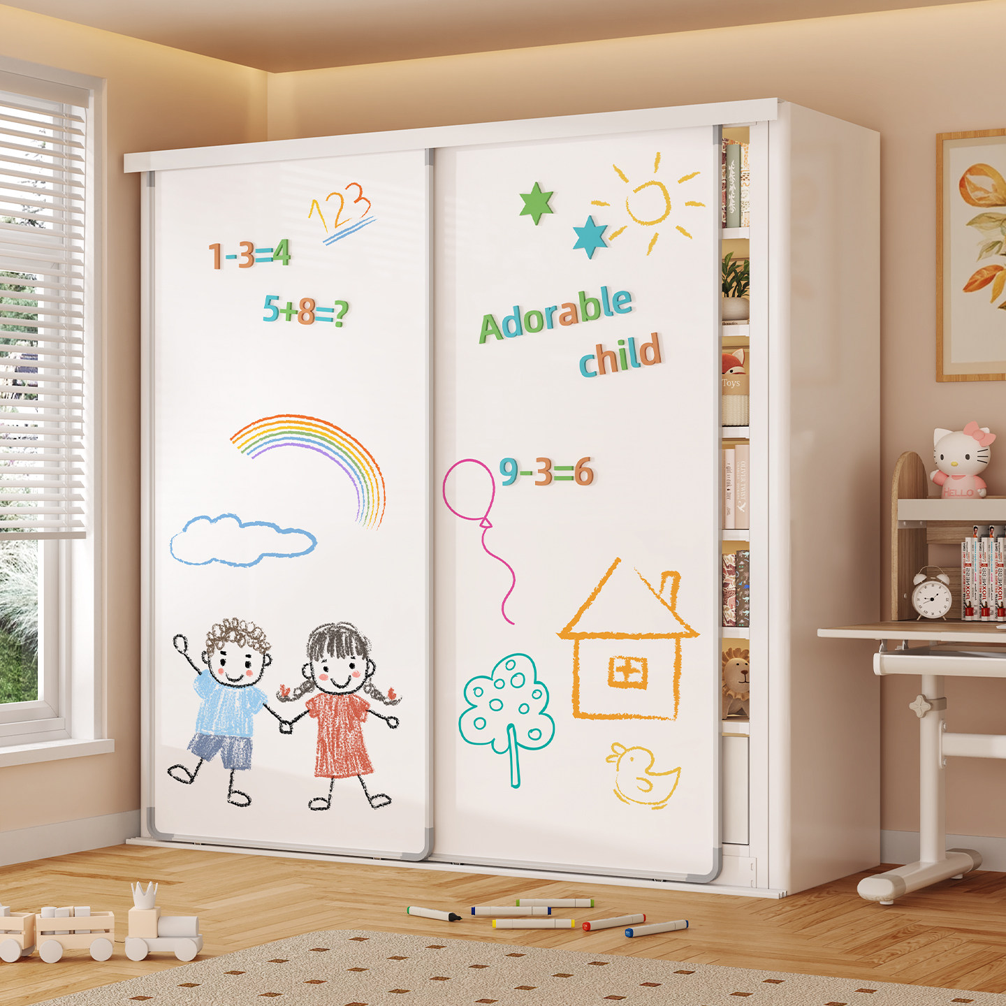 钢制书架带磁吸白板门全覆盖图书馆儿童书柜绘本架客厅落地置物架,住宅家具,书架,淘宝优惠券,粉丝福利购,淘宝优惠卷