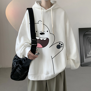 咱们裸熊卫衣无口袋男连帽无兜校服里面穿的衣服戴帽子衫宽松外套