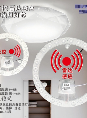 国际电工雷达感应灯芯吸顶灯模组替换楼梯过道磁吸声光控Led灯芯