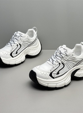 2025夏季网面透气厚底运动休闲鞋欧洲站潮牌时尚复古增高老爹鞋男