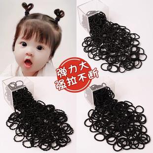 黑色皮筋女扎头橡皮筋高弹力耐用宝宝小号发圈女童皮套发量少头绳