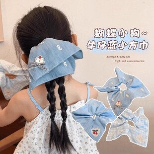 儿童方巾发圈女童2025新款高级感扎头发低马尾头绳小女孩洋气发饰