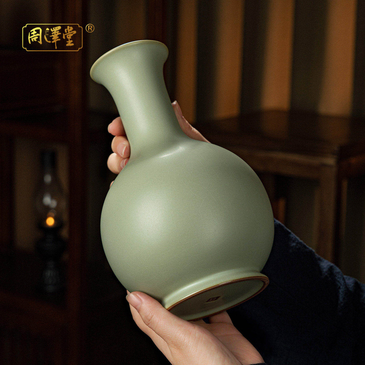 景德镇陶瓷花瓶汝窑盘口瓶摆件客厅插花中式复古瓷器青瓷家居装饰,家居饰品,花瓶,淘宝优惠券,粉丝福利购,淘宝优惠卷