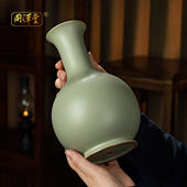 景德镇陶瓷花瓶汝窑盘口瓶摆件客厅插花中式 复古瓷器青瓷家居装 饰