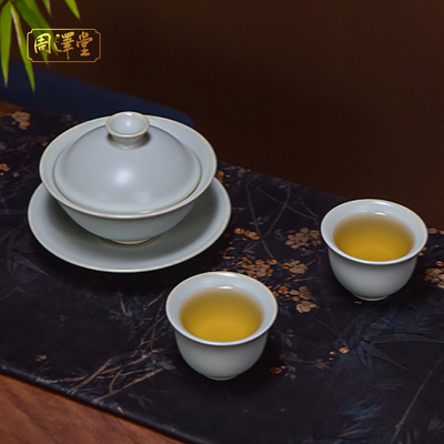 汝窑盖碗茶杯套装礼盒装
