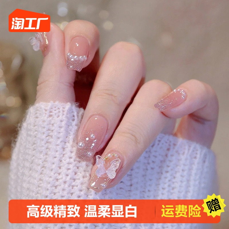 穿戴甲美甲套装全套秋冬款高级感圣诞甲片短款成品穿戴式指甲贴片