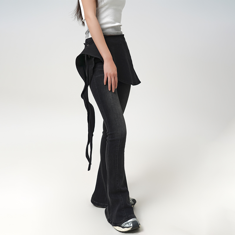 高个子加长牛仔裤辣妹两件套