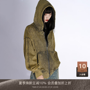 宽松慵懒风韩系开衫 LOUZING美拉德松弛感连帽卫衣外套女2025新款