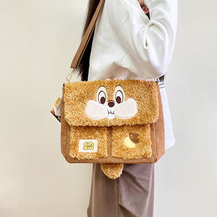 迪士尼草莓熊玩偶奇奇蒂蒂单肩包疯狂动物城朱迪狐狸尼克斜挎包包