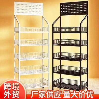 便利店超市零食货架置物架饮料食品移动展示架玩具收纳银台多拉车