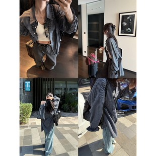 女春夏 百搭格纹衬衫 YOUMI 蓝调时刻复古高支棉宽松显瘦长袖