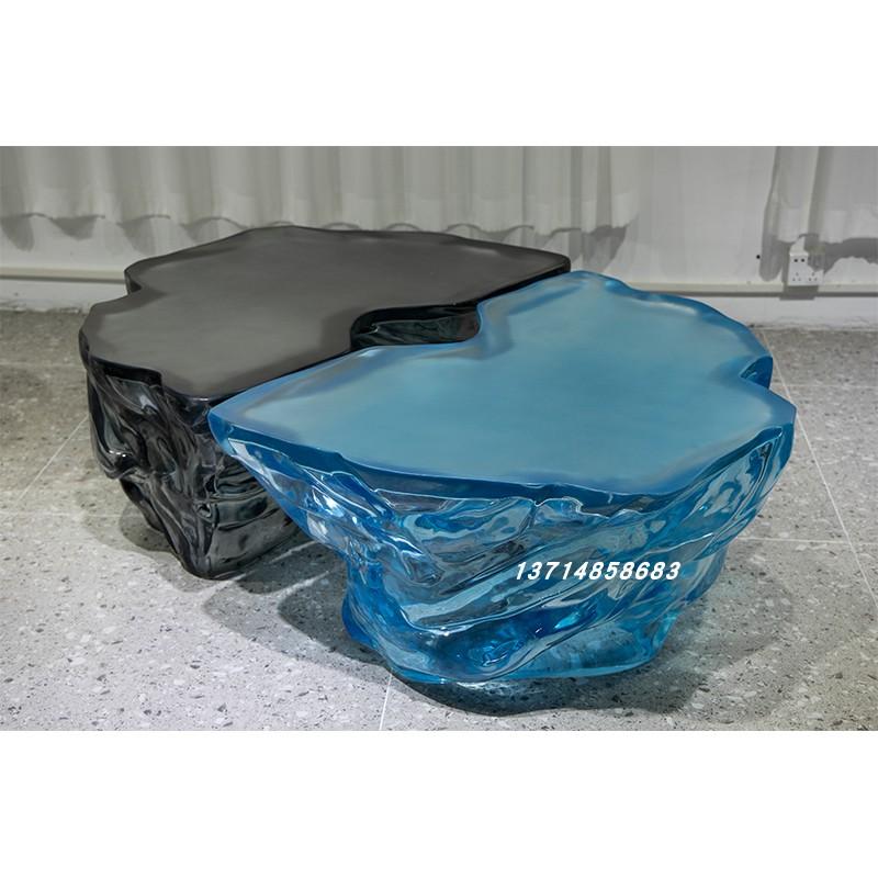 蓝色海洋之心圆形茶几