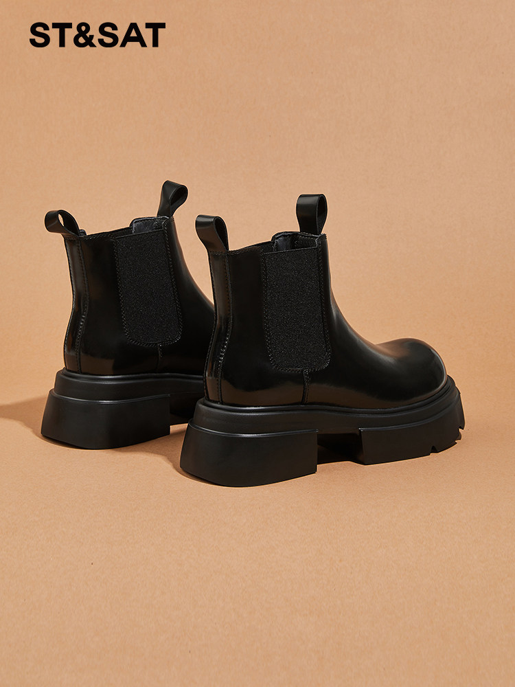 토요일 부츠 여성 신발  가죽 굴뚝 부츠 여성용 두꺼운 밑창 첼시 부츠 2024 여성용 마틴 가을 겨울 플러스 벨벳