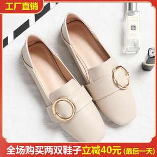 网红平底仙女风法式 浅口晚晚鞋 温柔鞋 女 气质单鞋 春季 羊皮版 新款