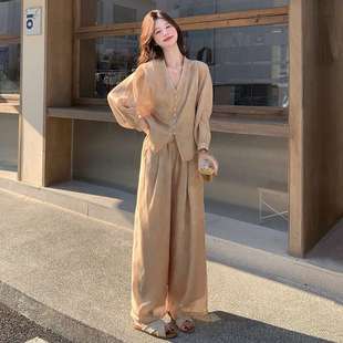 休闲显瘦气质长裤 轻奢高级感夏季 女新款 穿搭防晒衫 两件套 上衣套装