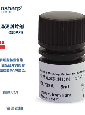 BIOSHARP LIFE SCIENCES 白鲨 BL739A BL739B 抗荧光淬灭封片剂(含DAPI)用于样本的细胞核标记及封片 5ml/瓶