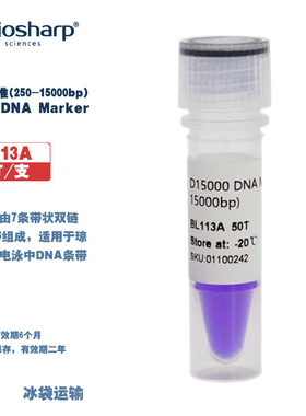 BIOSHARP LIFE SCIENCES 白鲨 BL113A D15000 DNA Marker 分子量标准(250-15000bp)50T/支