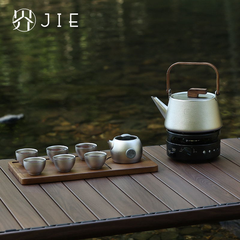 便捷式户外旅行茶具套组两件式卡式炉煮茶炉露营野炊泡茶装备全套