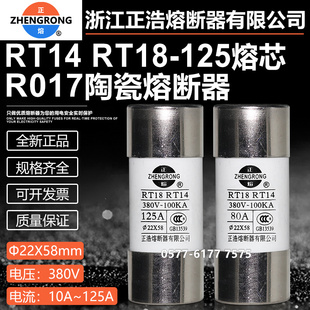 125A 100A 40A 32A陶瓷保险 50A 63A 正浩熔断器芯R017 80A