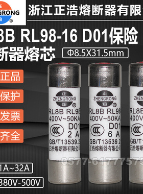 正浩熔芯D01 RL8B RL98-16 1A 2A 3A 4A 5A 6A 8A 10A 16A保险管