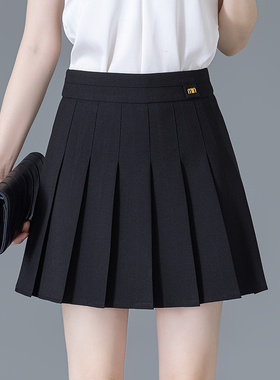 学院风百褶裙女2026春夏新款高腰显瘦A字半身裙小个子黑色短裙子