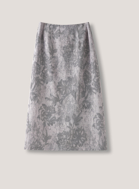 国风复古印花半身裙女2026年春秋季新款高腰开叉一步裙直筒包臀裙