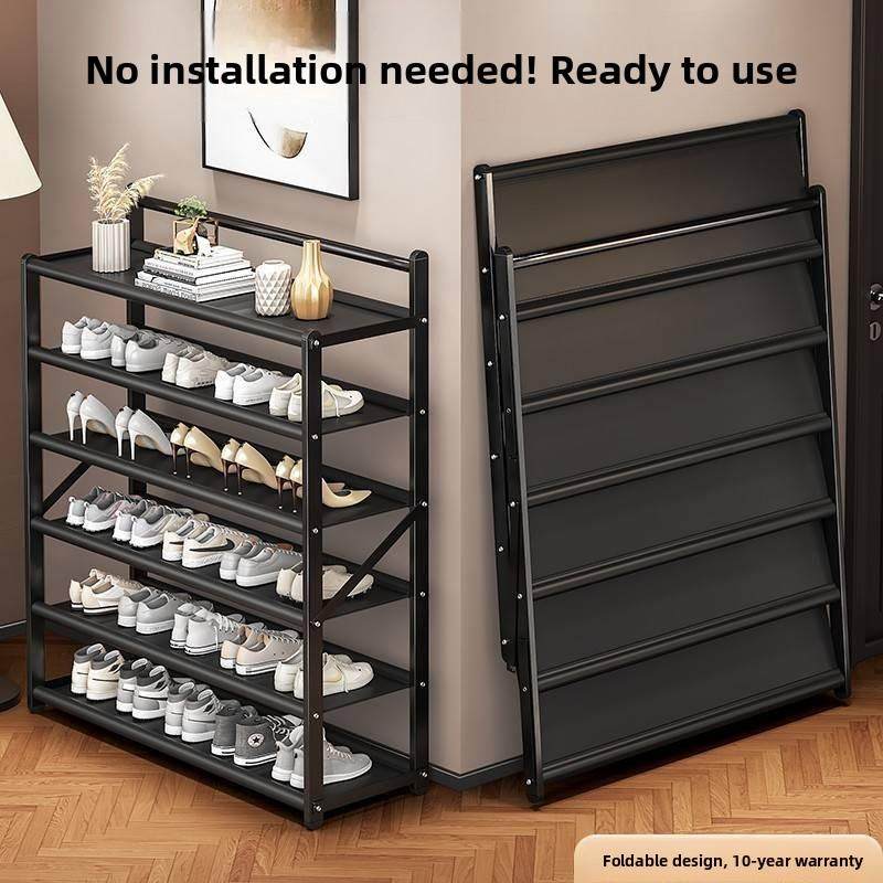 饰品免安装折叠鞋架多层家庭入口门小窄礼盒收纳架铁鞋柜