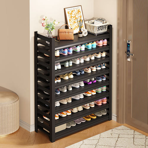 家用钢制鞋架门口落地多层置物架铁艺简易收纳架玄关入户门后鞋柜