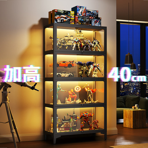 手办展示柜加高玻璃门铁皮储物柜痛柜模型陈列柜钢制防尘收纳柜子