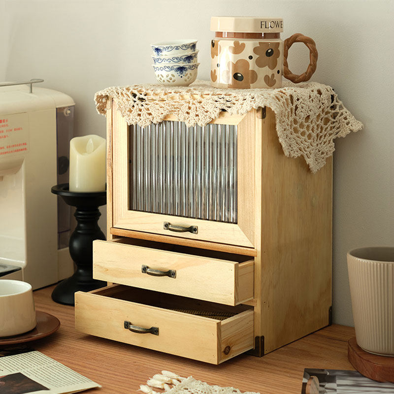 实木茶具水杯桌面收纳盒抽屉式摆件手串手账整理化妆品展示柜防尘,收纳整理,桌面收纳盒,淘宝优惠券,粉丝福利购,淘宝优惠卷