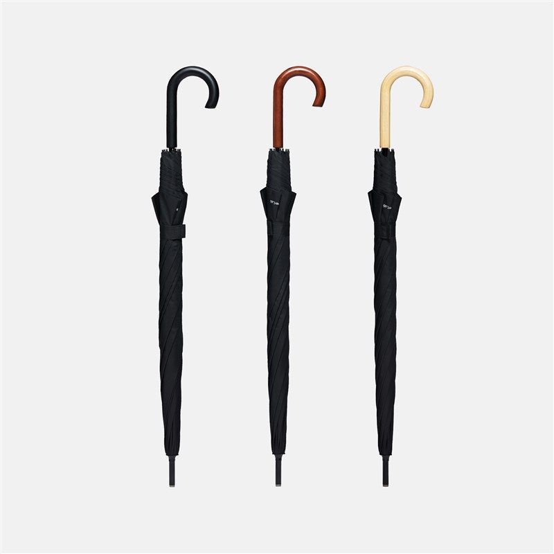 极速天黑b黑120CM实木弯把全自动长柄雨伞男士加大码黑色抗风直杆