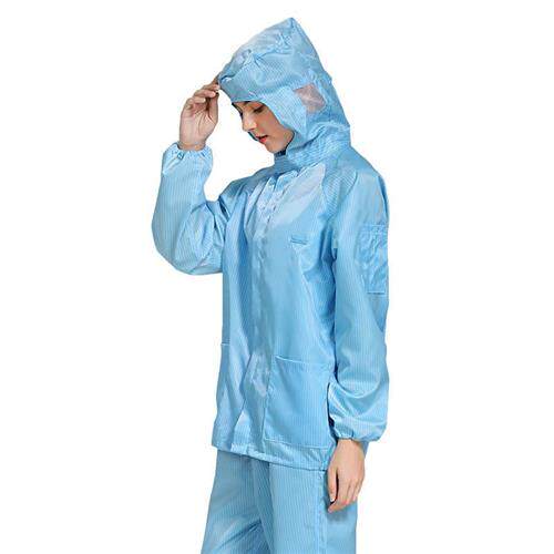 极速防静电连体服加口袋带帽带兜净化F车间工作服喷漆服蓝色白色