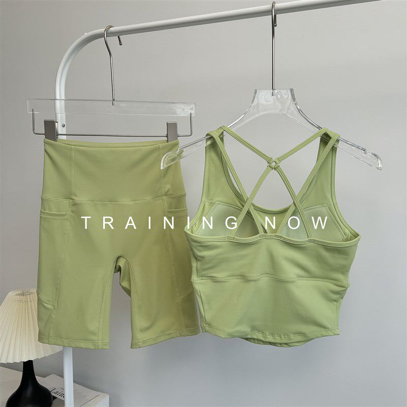 新品运动套装女j夏季透气性感美背瑜伽服背心时尚好看健身房速干