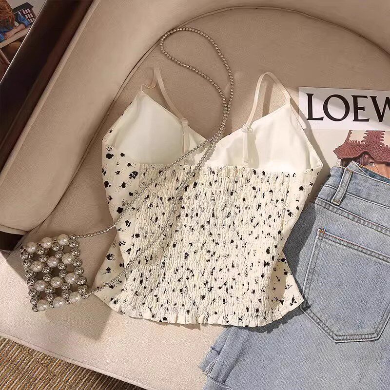 新品美式小吊带背心女夏纯欲风带胸垫内搭K外穿性感打底无袖抹胸