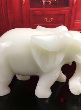 新品阿富b汗白玉象风水摆件一对吸水大象聚财白象家居客厅玄关酒