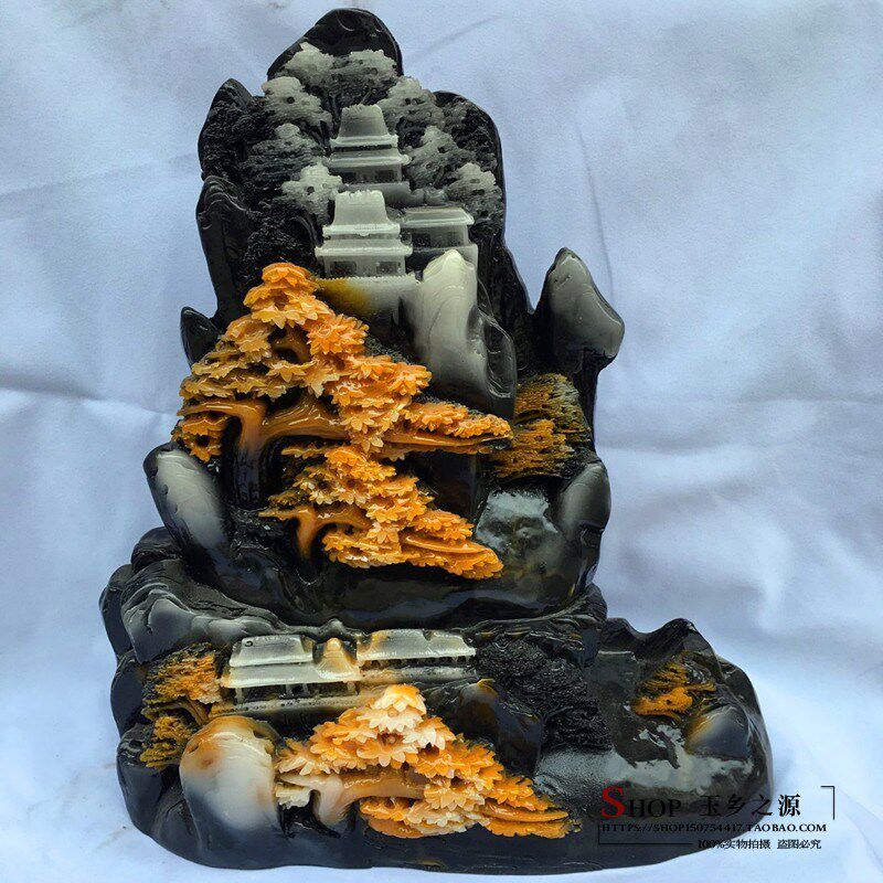 新品特价仿寿山石迎客松摆件人物山水家居客厅玄关酒柜.工艺品礼