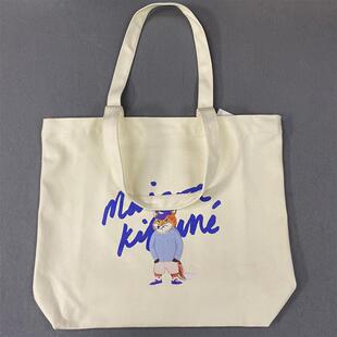 极速乐天日本韩国MK蓝色上衣狐狸帆布包购物袋手提V袋男女单肩包